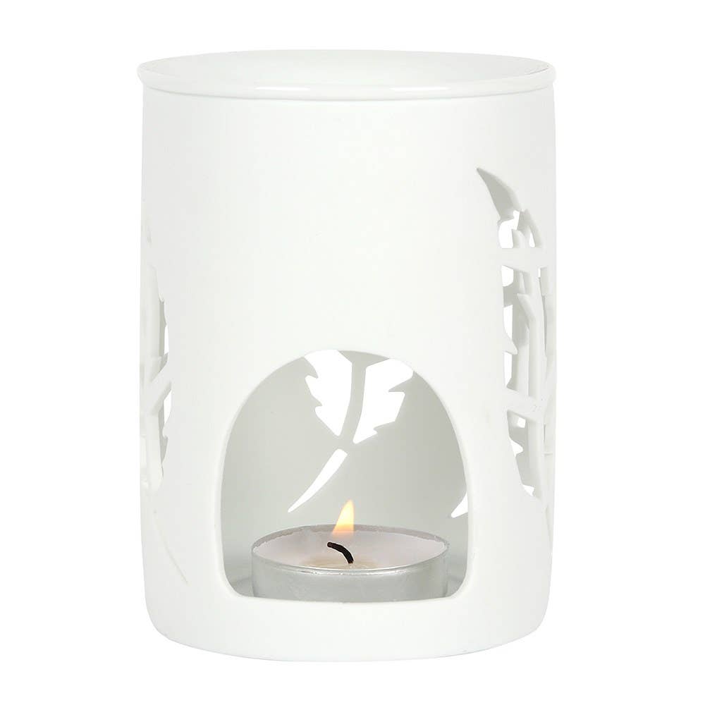 White Feather Cut Out Wax Warmer with Wax Melt bar