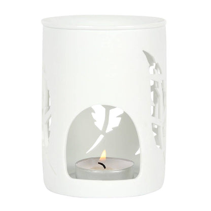 White Feather Cut Out Wax Warmer with Wax Melt bar