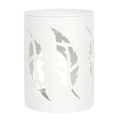 White Feather Cut Out Wax Warmer with Wax Melt bar