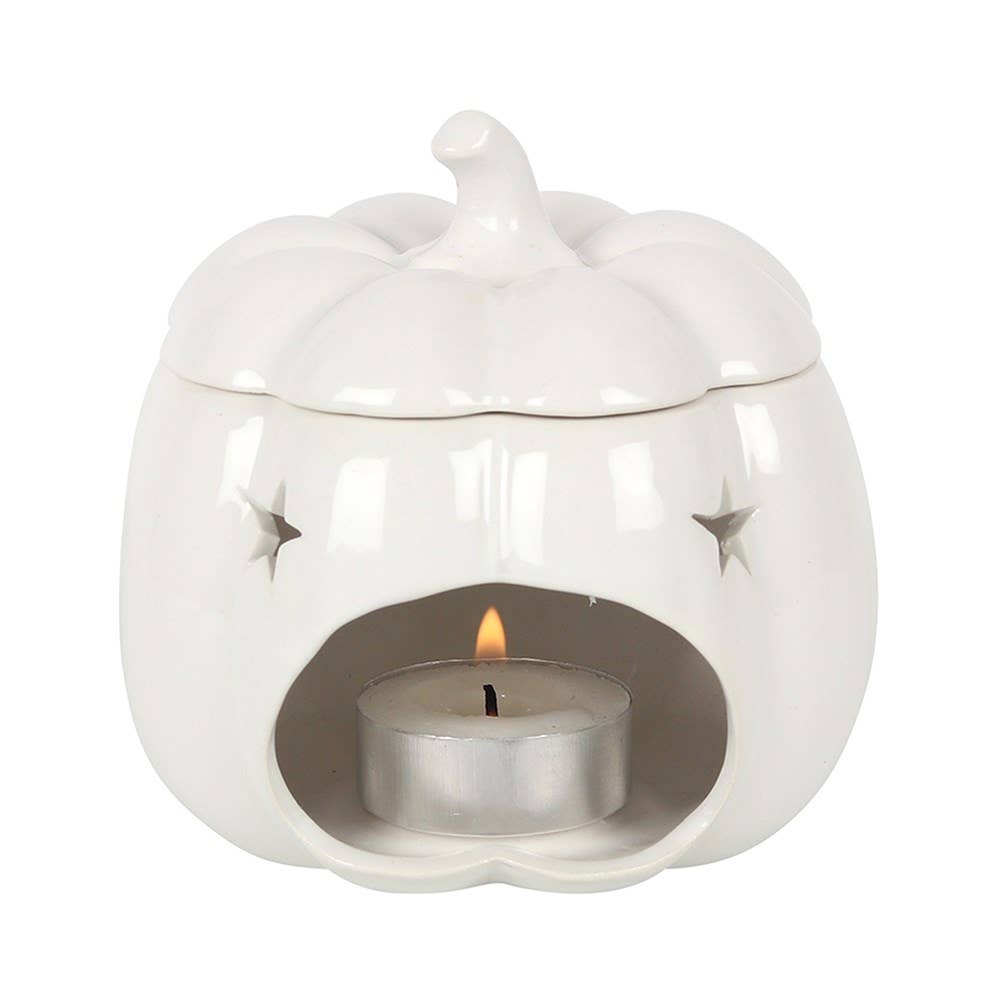 White Autumn and Fall Pumpkin Halloween Oil Burner - The Wild Glen