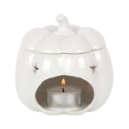 White Autumn and Fall Pumpkin Halloween Oil Burner - The Wild Glen