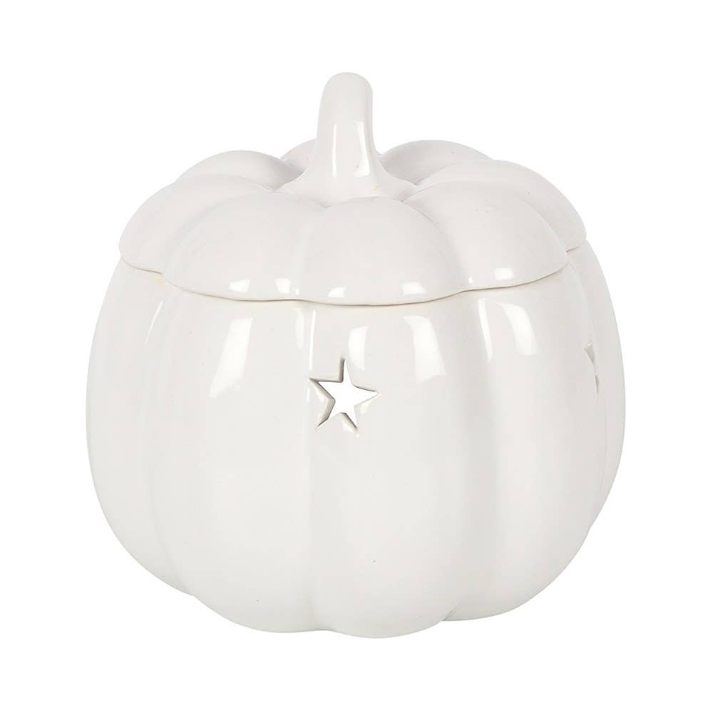 White Autumn and Fall Pumpkin Halloween Oil Burner - The Wild Glen