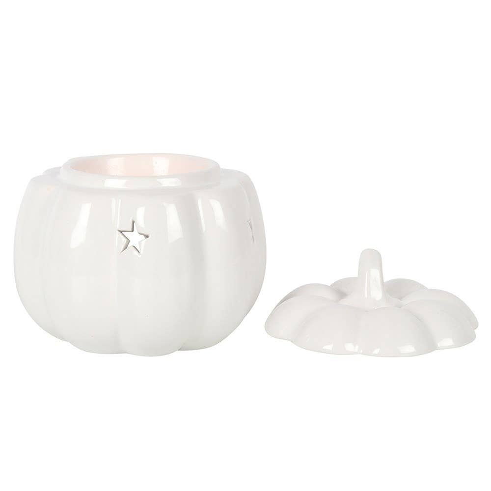 White Autumn and Fall Pumpkin Halloween Oil Burner - The Wild Glen